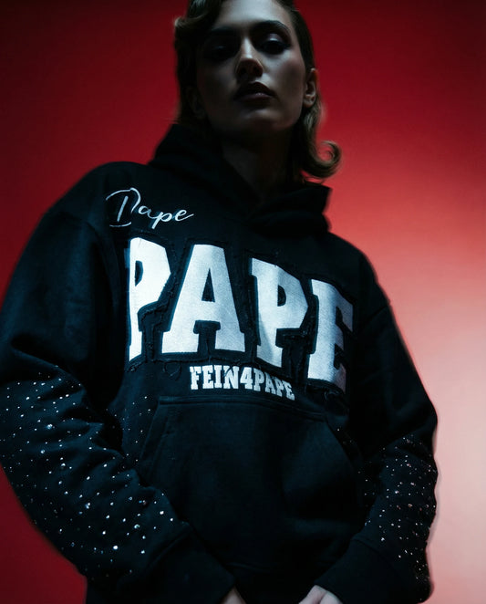 Rhinestones ALL BLACK PAPE HOODIE